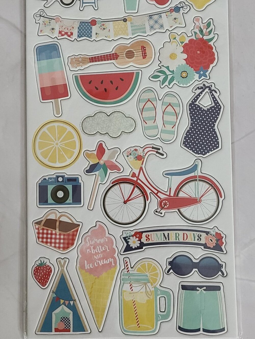 Echo Park Chipboard Accents & Phrases Summertime Beach Theme - Lot of 3 - Picture 4 of 10